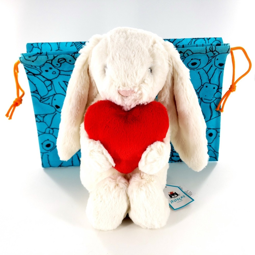 Authentic Jellycat Bashful Red Love Heart Bunny w/ Tags & Dust Bag Brand New